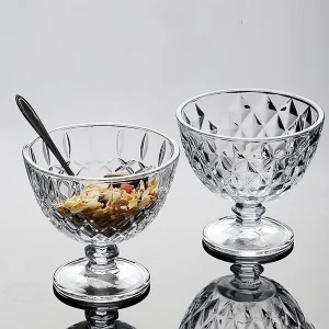 Vintage Cut Glass Ice Cream Coupe with Stem