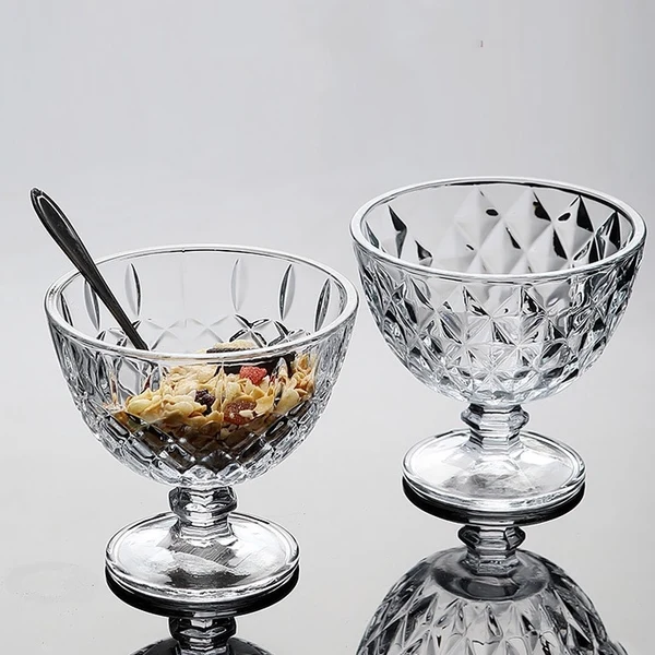 Vintage Cut Glass Ice Cream Coupe with Stem